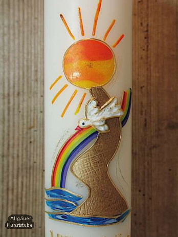 Taufkerze Ella mit Regenbogen