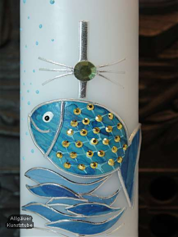 Taufkerze Darius mit Fisch