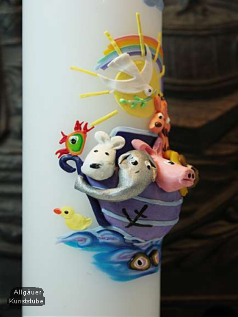 Taufkerze Noah mit Arche/pastell