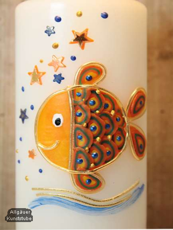 Taufkerze Lorenz mit Fisch