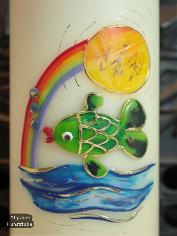 Taufkerze Edith mit Fisch