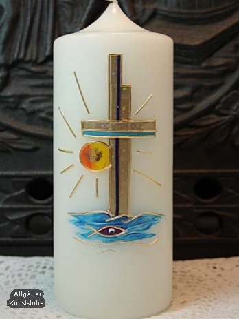 Tischkerze Franz mit Kreuz