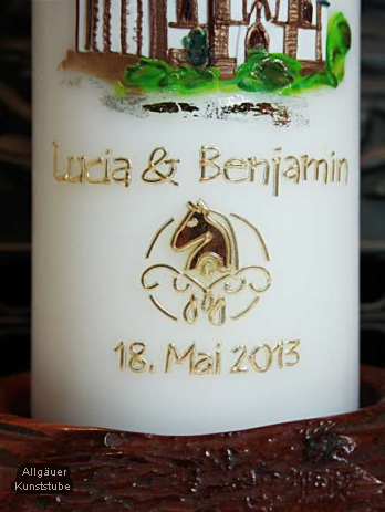 Hochzeitskerze Linus mit Kirche