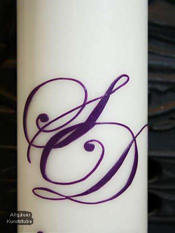 Individuelle Hochzeitskerze mit Monogramm