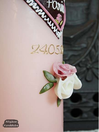 Riesige Taufkerze Dalia in Rosa