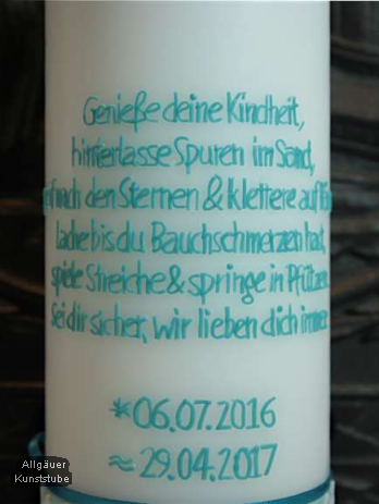 Taufkerze Dagobert mit Füßen