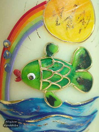 Taufkerze Edith mit Fisch