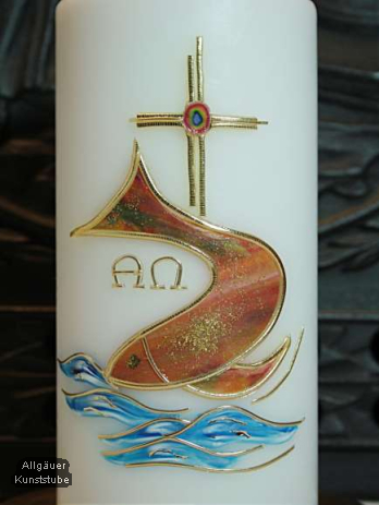 Taufkerze Harald mit Fisch