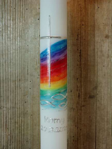 Kommunionkerze Ria mit Regenbogen inkl. Box